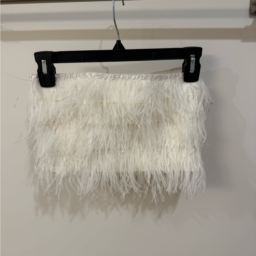 White Feathered Crop Top